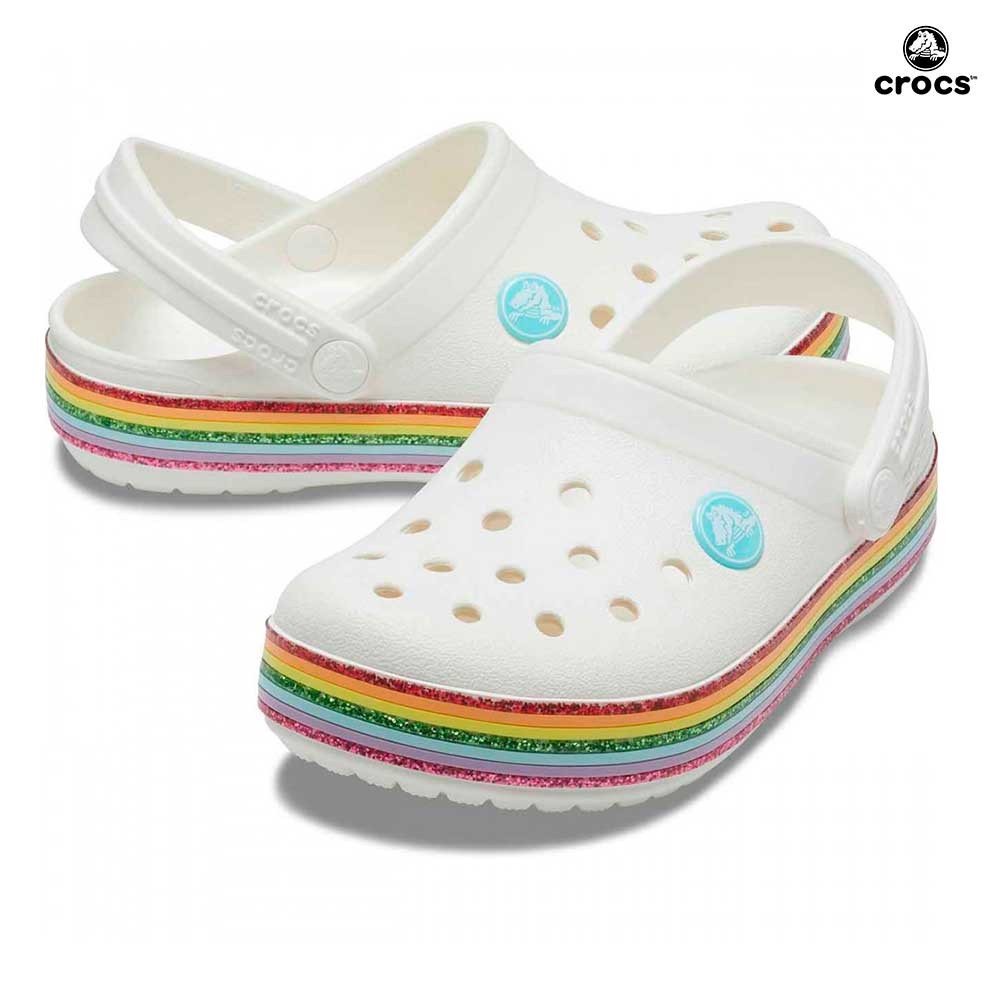 Zueco Crocs Crocband Rainbow Glitter 206151-WHI